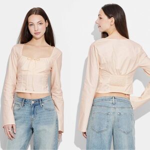 Women's Long Sleeve Flyaway Top - Wild Fable peach Long Sleeve Top size XL NWT